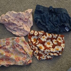 Floral and Denim Baby Bloomers Set